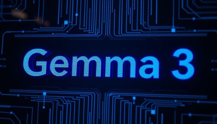 Gemma 3 AI model display with futuristic digital interface.