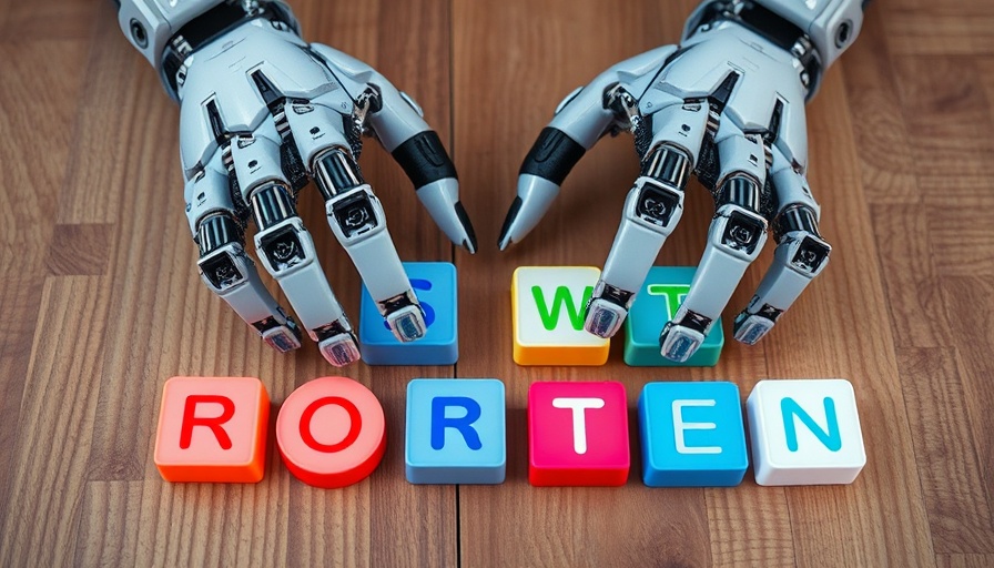 Robotic hands with letter blocks, Google Gemini Robotics AI.