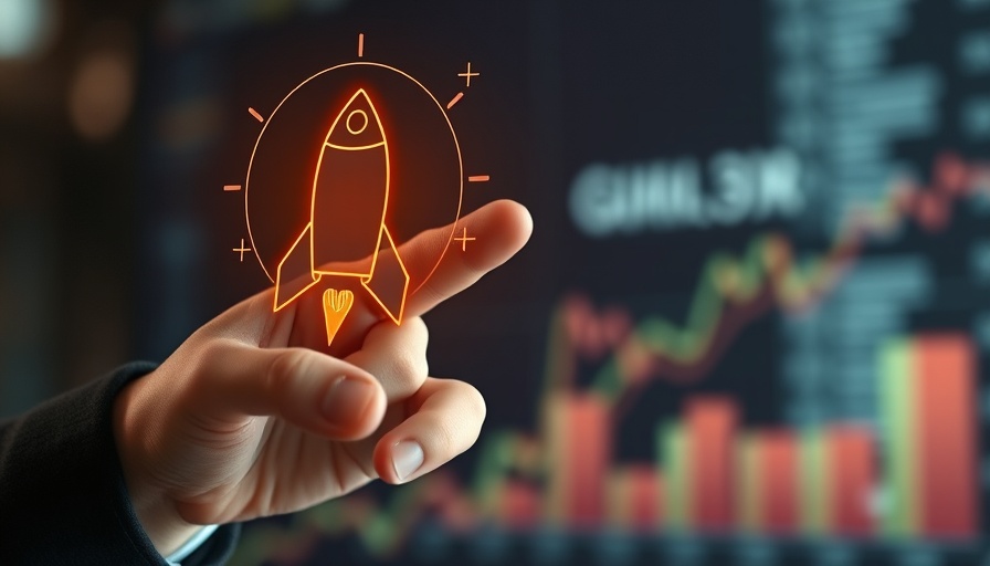 Nvidia stock prediction concept with hand and rocket icon.