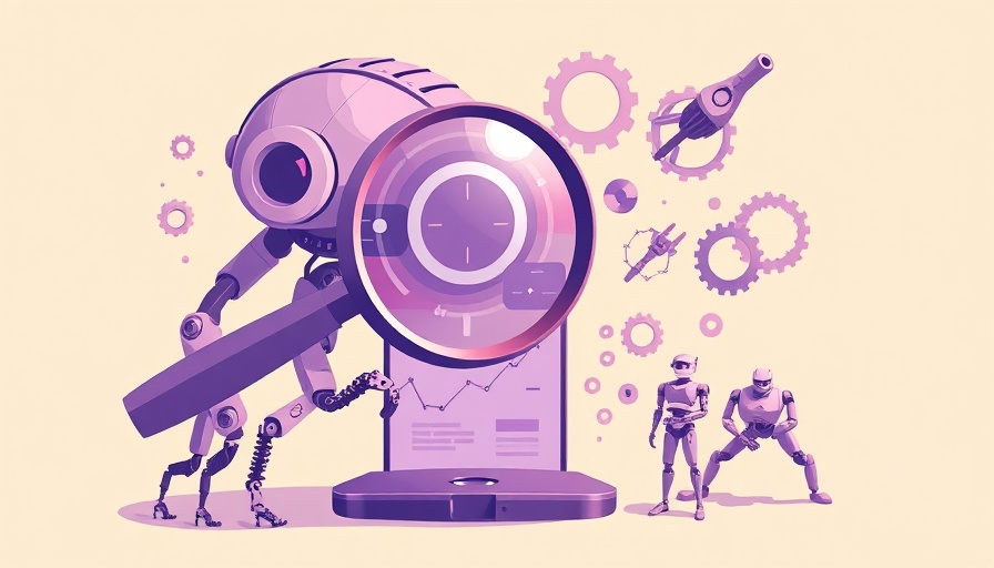 Abstract depiction of Claude AI concept with magnifying glass and gears.