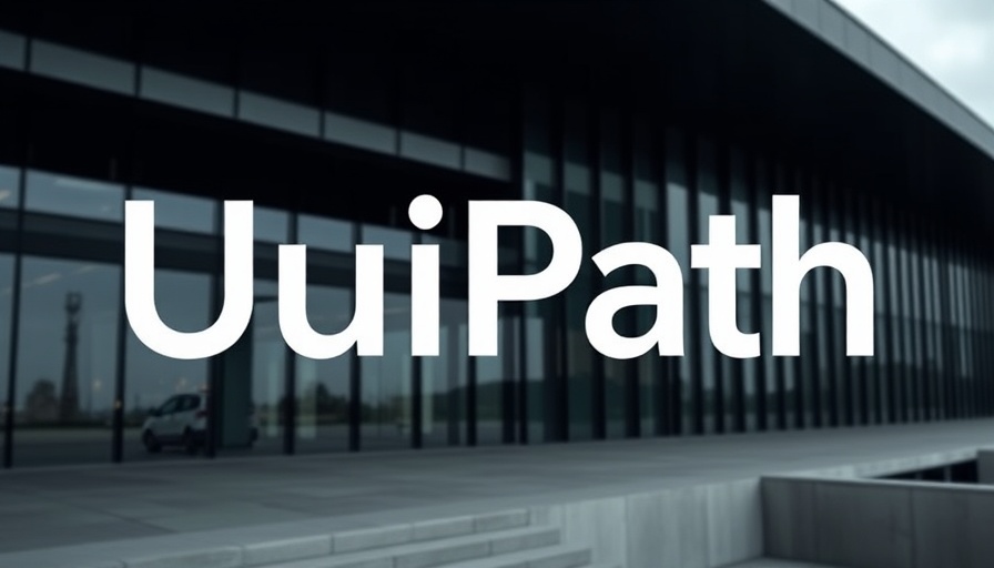 UiPath logo on a building, highlighting agentic AI.