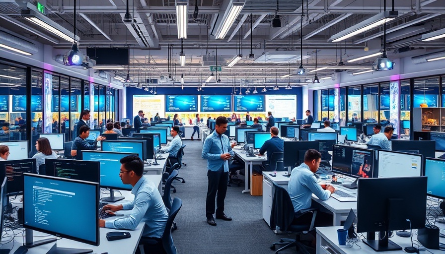 AI companies filling office space with modern tech and diverse teams.