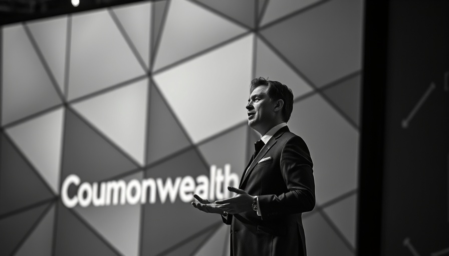 Commonwealth Bank AI investment presentation with speaker.