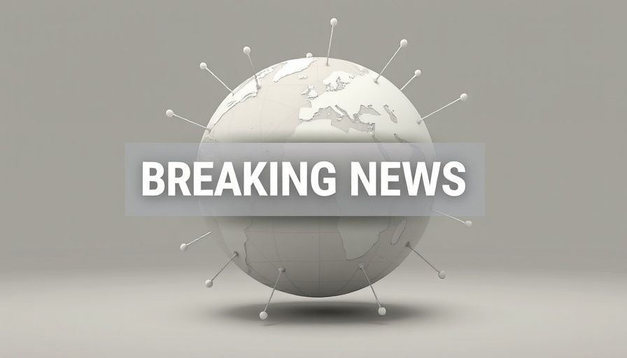 Breaking news graphic with global map network connection.