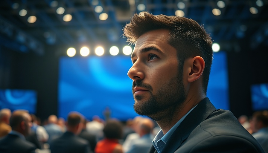 Can AI Write Compelling Literature: Thoughtful man under 'The Future' sign.