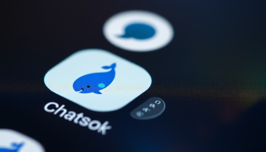 DeepSeek AI chatbot app icon on smartphone screen next to messages.