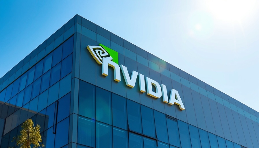 NVIDIA logo on building facade with AI agents theme.