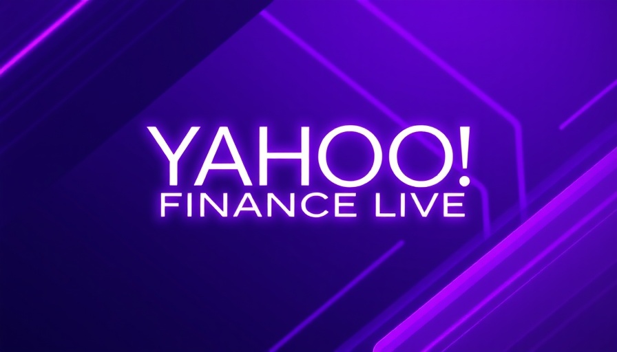 Bold Yahoo Finance Live logo on a purple abstract background.