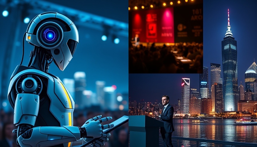 Futuristic AI, public figures, business expert, and skyline; China's AI agents focus.