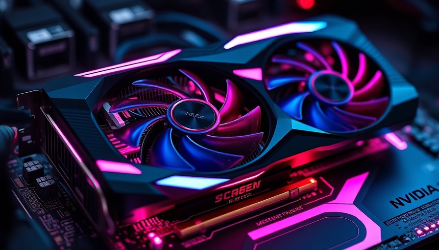 NVIDIA GPU on motherboard with pink lighting detail.