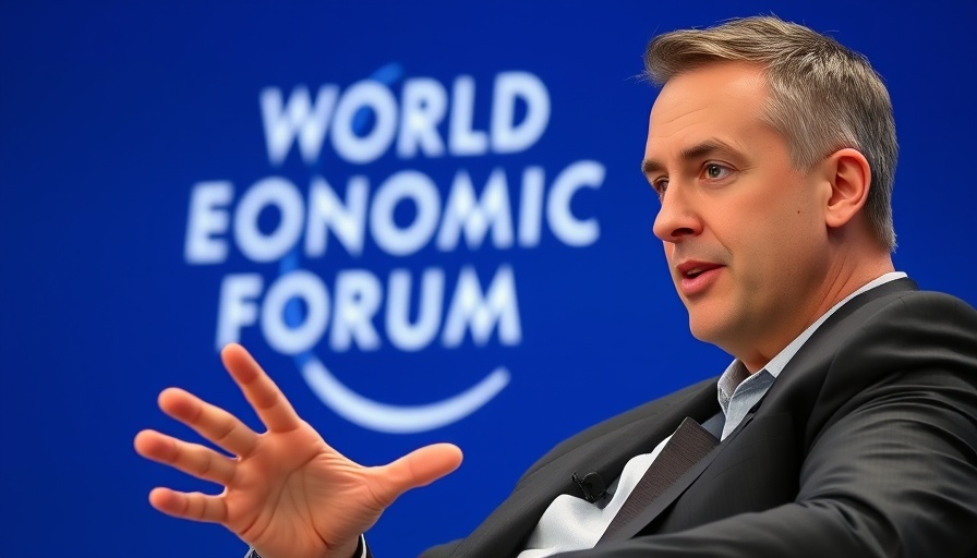 Middle-aged man speaking at World Economic Forum, AI agents.