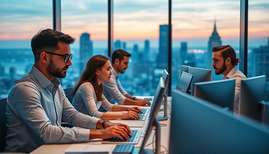 Professionals collaborating on Microsoft AI in a modern office.