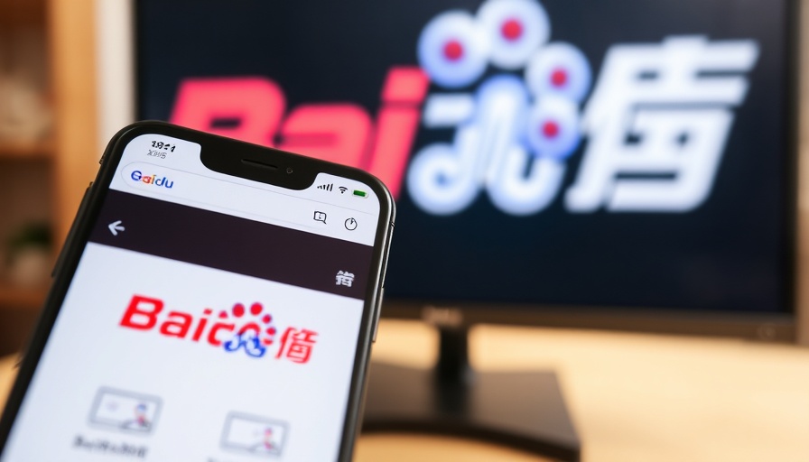 Smartphone displaying Baidu homepage with background logo, Baidu AI Model.