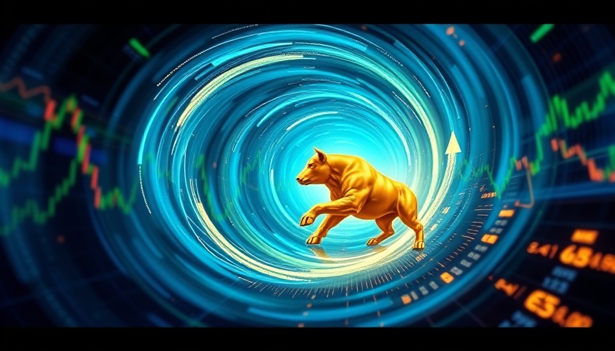 Market volatility with swirling vortex and bull-bear themes, buy the dip on Nvidia stock.