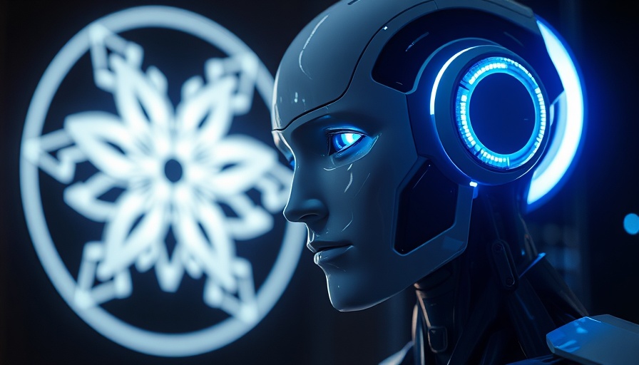 Futuristic robotic head with glowing symbol in deep reasoning AI context.