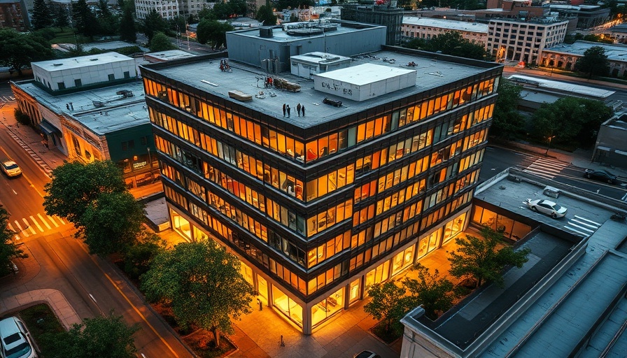 San Jose office building lit up at night with AI tenants.