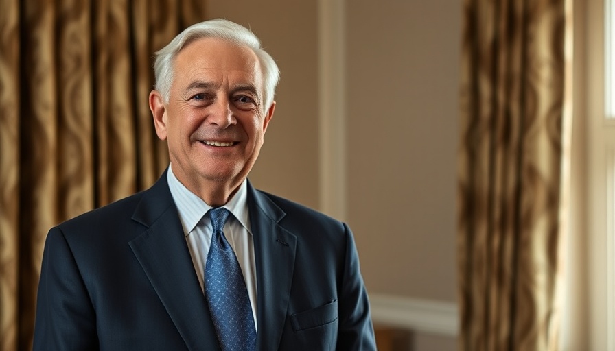 Elderly man smiling in a suit, related to AI in elderly care.