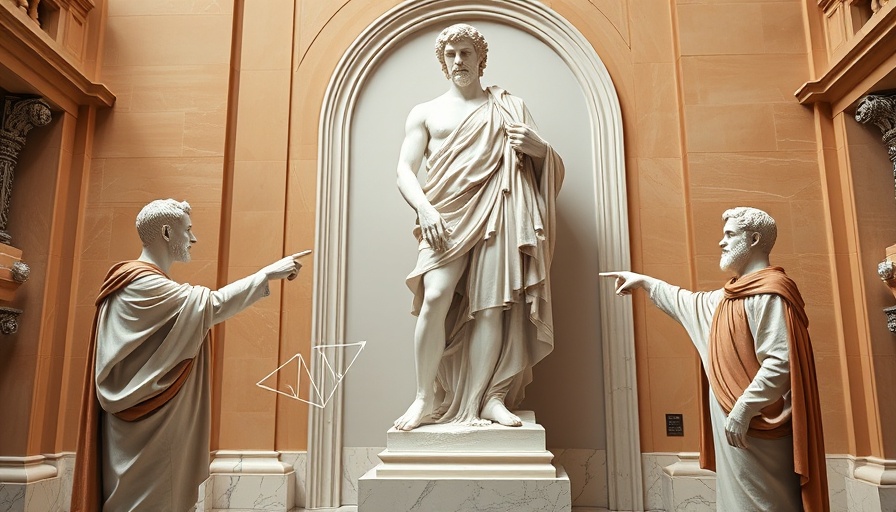 Humorous marble statue scene with X users pointing at Grok 3 symbol.