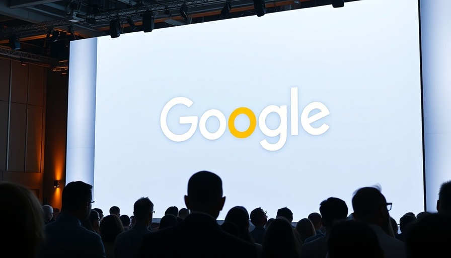 Dimly lit conference showcasing Google logo, AI answers to medical queries concept.