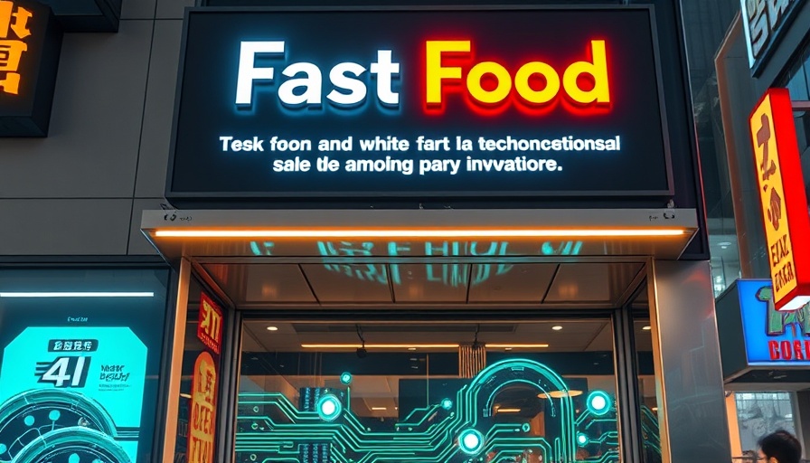 AI innovations in fast food industry represented by signage and tech.