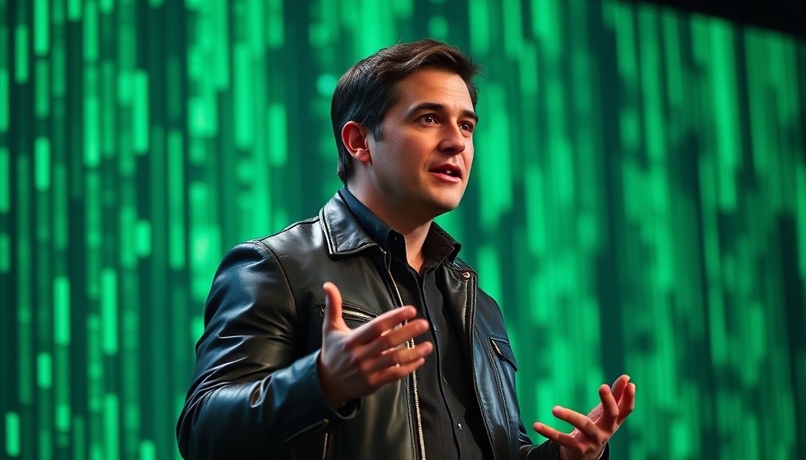 Speaker gestures passionately, discussing Nvidia AI chips need more computing power.