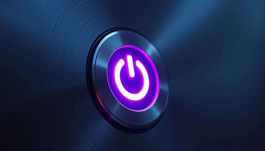 Futuristic power button on a purple-lit surface, representing agentic AI.