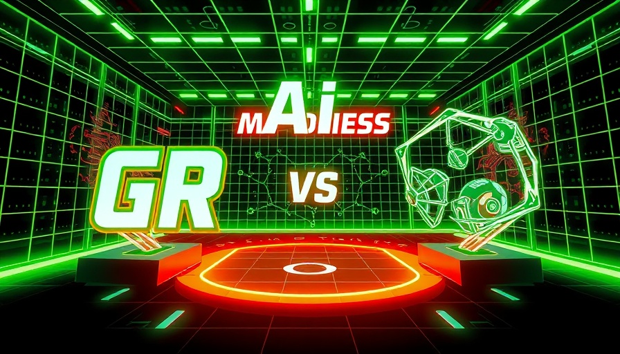 AI Madness: Grok vs Claude AI futuristic tournament graphic