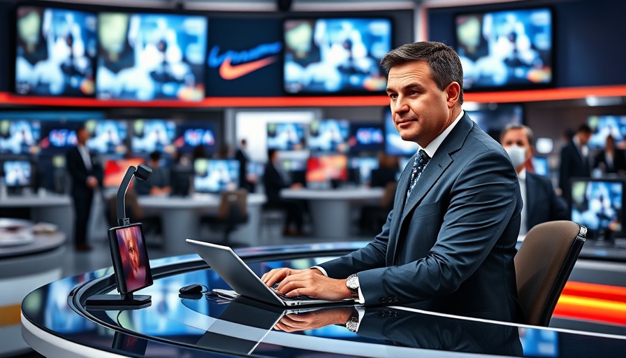 Broadcast journalist discussing bias in AI, newsroom setting