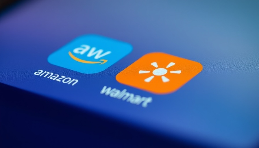 Close-up of smartphone apps with Amazon and Walmart icons.