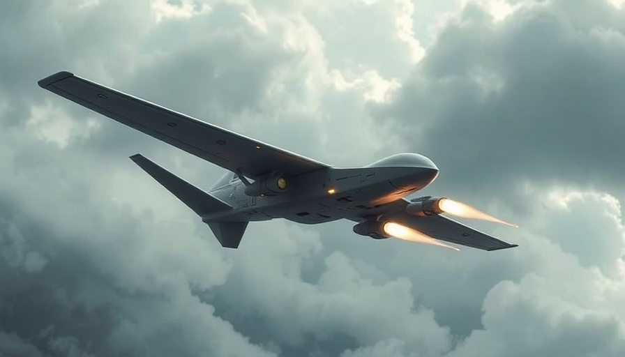 Agentic AI drone launching missiles in cloudy sky.