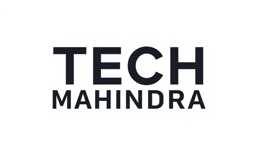 Tech Mahindra minimalist logo with bold sans-serif text.