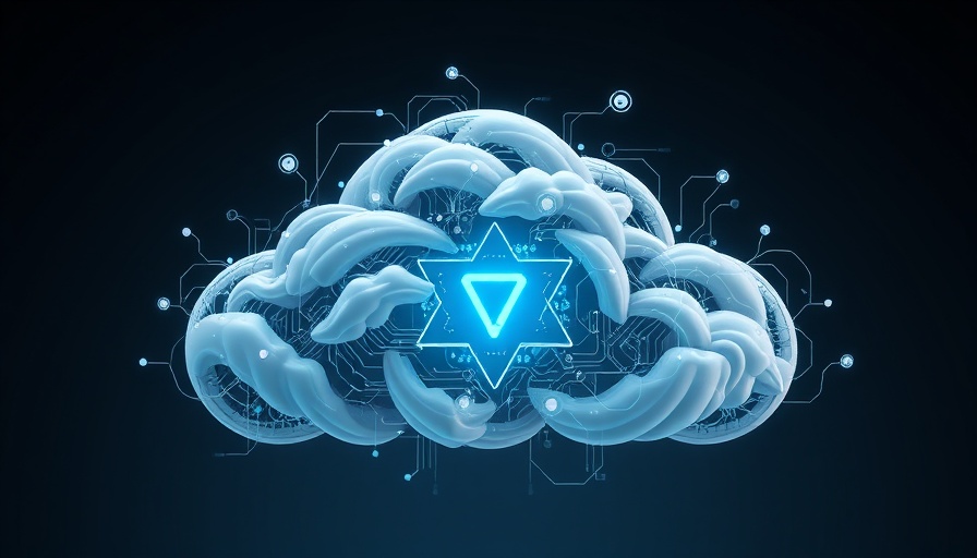 Illustrative vulnerable cloud AI tools with swirling elements.