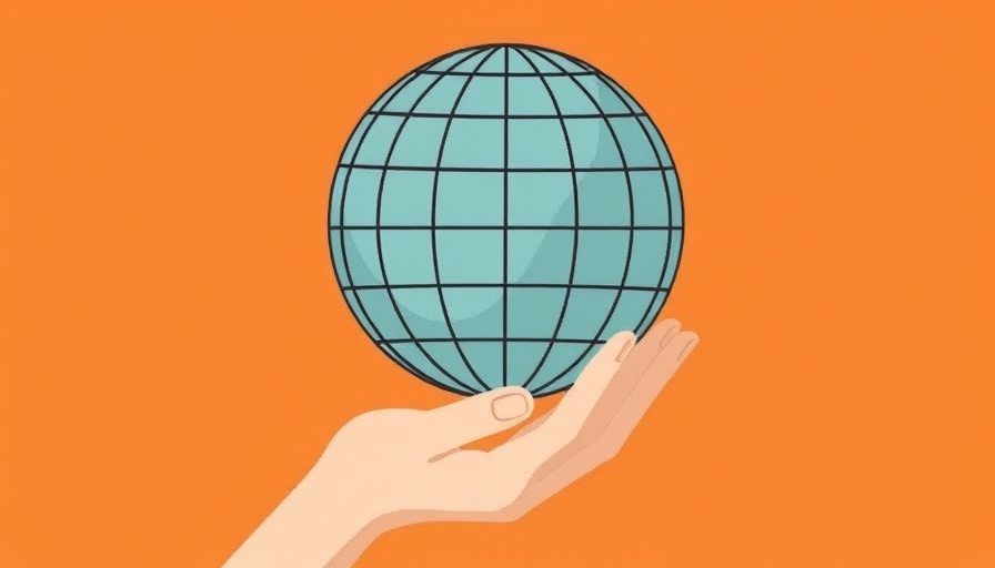 Minimalist illustration of a globe held by a hand, representing Claude AI