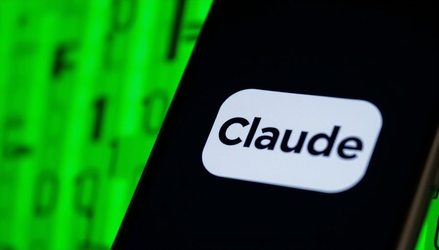 Claude AI app logo on smartphone with green digital background