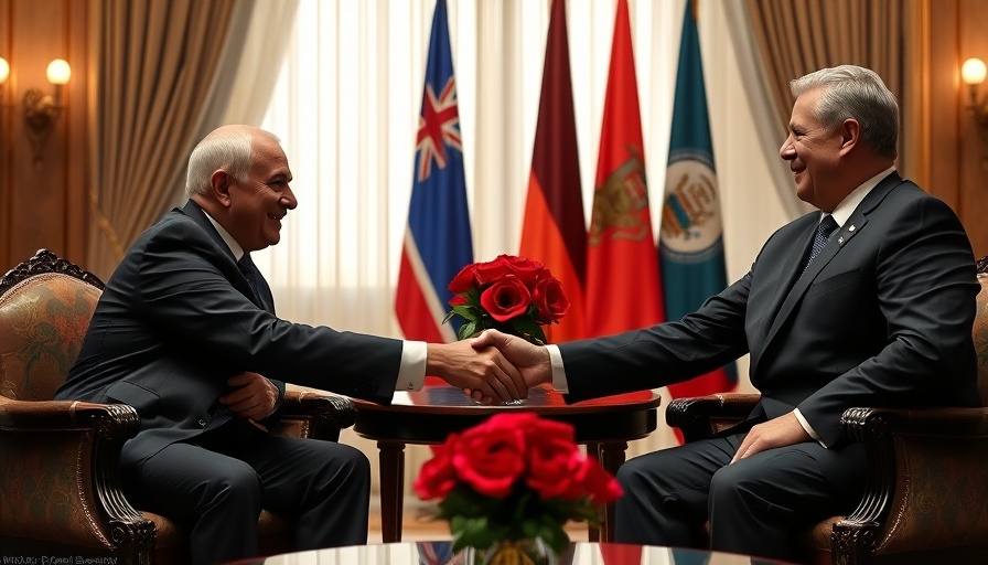 Formal meeting scene with two leaders, Grok AI.