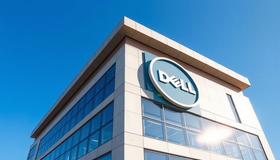 Modern Dell building exterior showcasing company logo, clear sky