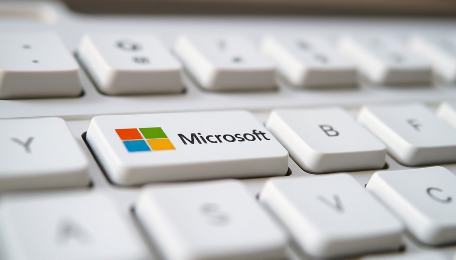 Close-up of Microsoft logo on white keyboard key, emphasizing technology.