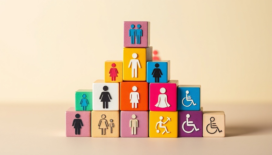 Colorful blocks with diversity icons symbolizing AI and DEI balance.