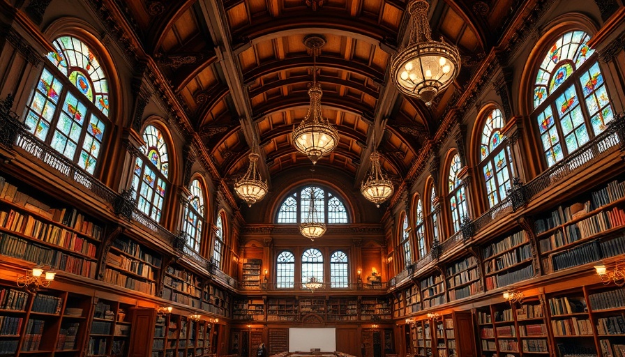 Impressive historic library hall with elegant architecture for AI for law students job search.