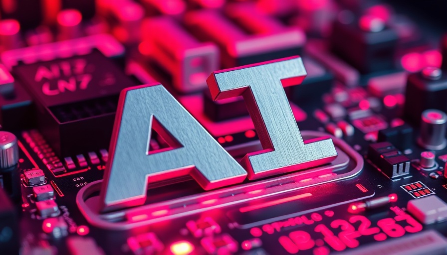 AI letters on motherboard, AI democratizing access to knowledge, glowing LEDs.