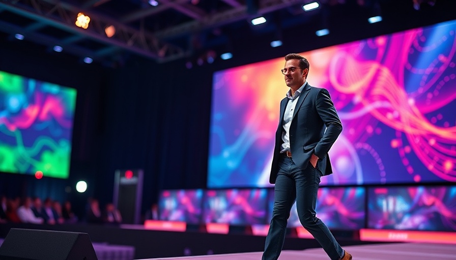 Speaker at a technology event discussing Experience Agents in AI.