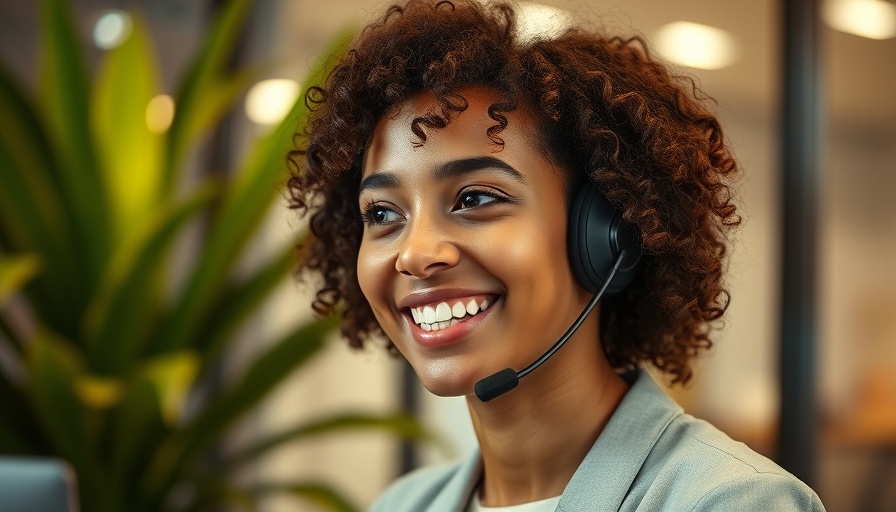 Smiling woman with headset discussing AI voice agents