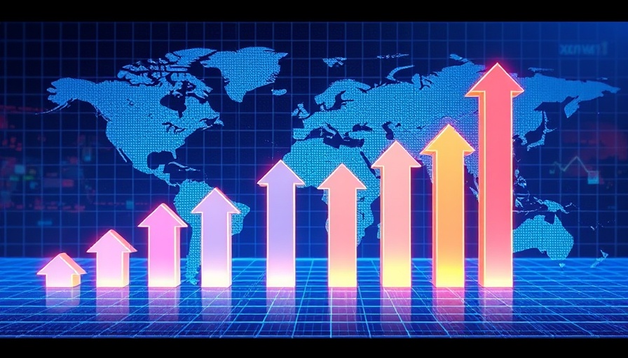 Abstract blue digital growth chart with arrows, AI scaling laws.