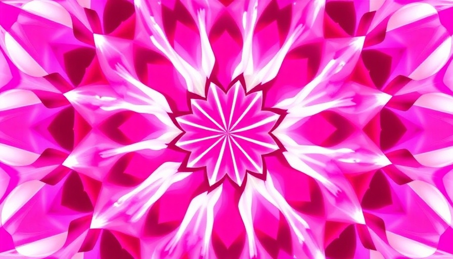 Abstract geometric pattern with vibrant pink and white shapes, AI reasoning models.