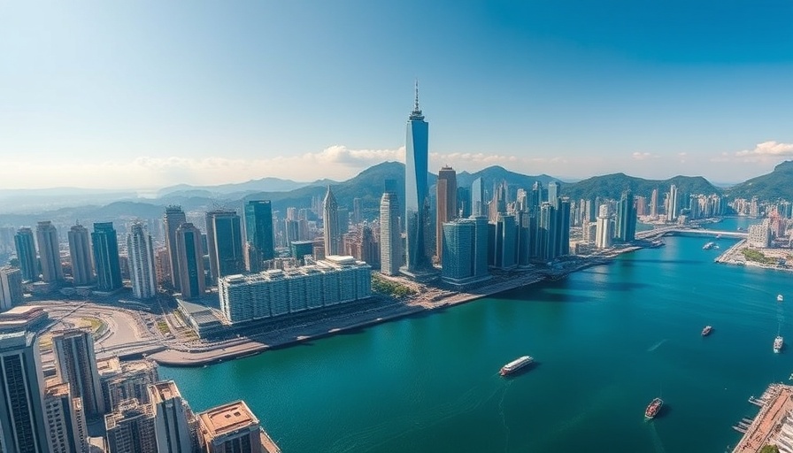 Aerial view of Hong Kong's skyline highlighting skyscrapers and harbor, representing AI start-ups.