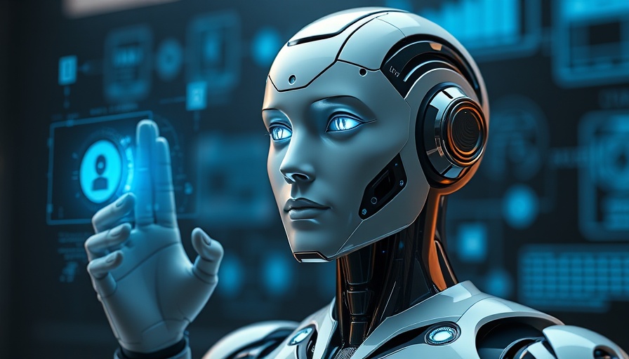 AI agents in government concept with humanoid robot.