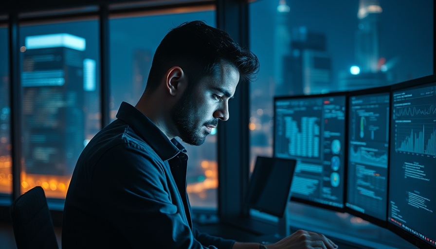 AI-Powered Manufacturing expert analyzing data on computer screens.