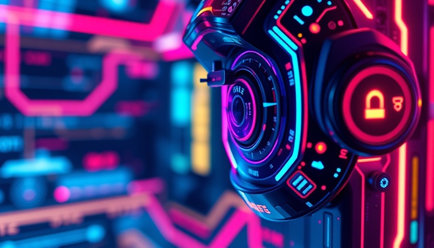 Futuristic AI video enhancer concept with neon colors.