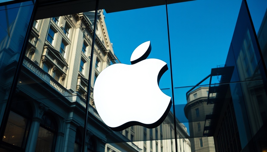 Agentic AI: Apple logo on glass building facade.