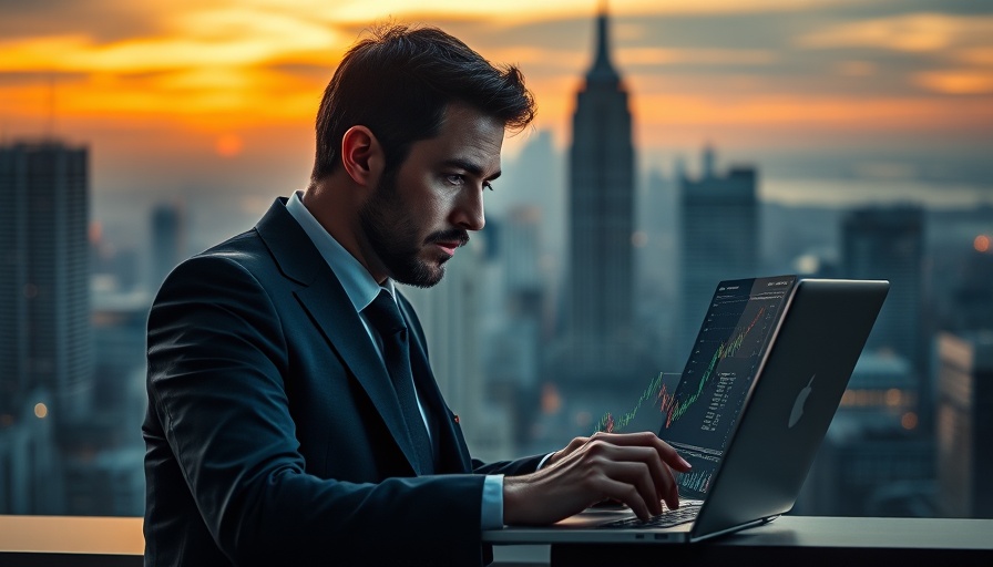 Man analyzing stock data on laptop for trending AI news